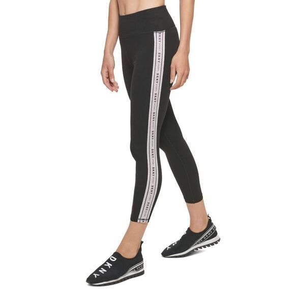 Dkny Sport Cropped Metallic-Contrast 7/8 Leggings Size M - Picture 1 of 3